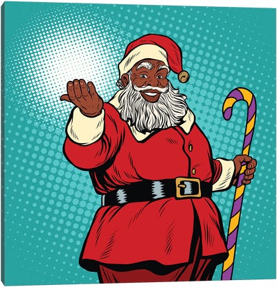 African American Black Santa Claus Canvas Art Print