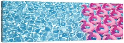 3D Rendering A Lot Of Flamingo Floats In A Pool Canvas Art Print - Flamingo Art