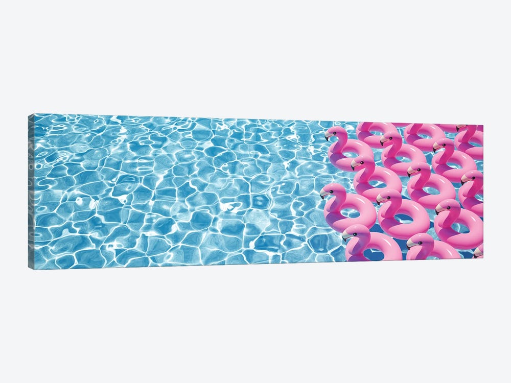 3D Rendering A Lot Of Flamingo Floats In A Pool by 2mmedia 1-piece Canvas Art Print