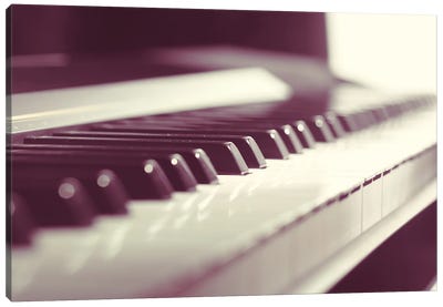Classic Piano Keyboard Close Up Canvas Art Print - Music Collection