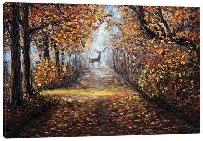 Deer In The Park Canvas Art Print - Scenic Collection