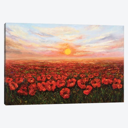 Flower Fields Sunset Canvas Print #DPT632} by borojoint Canvas Artwork