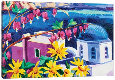 Santorini Churches Canvas Art Print - Places Collection
