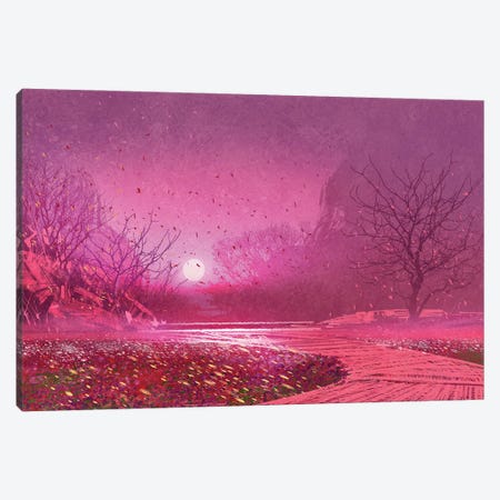 Fantasy Landscape With Pink Magical Leaves Canvas Print #DPT666} by grandfailure Canvas Art