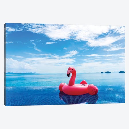 Beautiful Outdoor Swimming Pool In Hotel Resort With Flamingo Fl Canvas Print #DPT684} by mrsiraphol Canvas Art