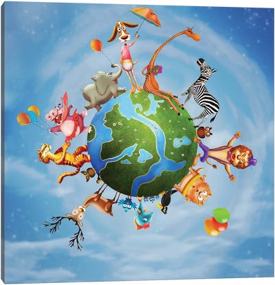 Illustration Of A Animal Planet Canvas Art Print