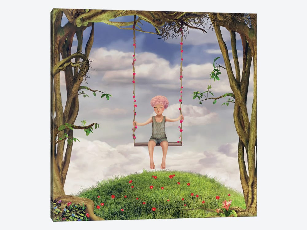 Illustration Of A Boy In Garden by natamc 1-piece Art Print