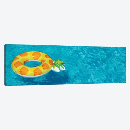 Bright Inflatable Pineapple Ring Floating In Swimming Pool On Sunny Day Canvas Print #DPT722} by NewAfrica Canvas Artwork