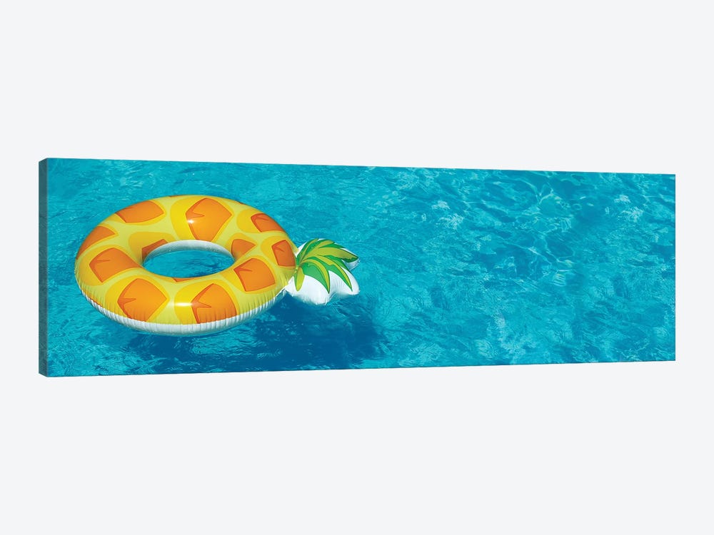 Bright Inflatable Pineapple Ring Floating In Swimming Pool On Sunny Day by NewAfrica 1-piece Canvas Art