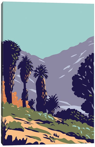 WPA Poster Art Of California Fan Palms In Cottonwood Spring Oasis Located In Joshua Tree National Park Canvas Art Print