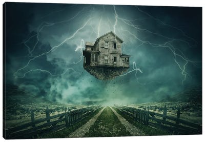 Flying Ghost House Canvas Art Print - Fine Art Collection