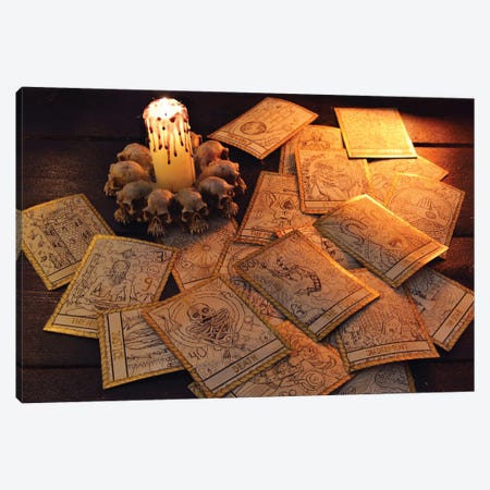 Tarot Cards With Candle Canvas Print #DPT764} by Samiramay Canvas Print
