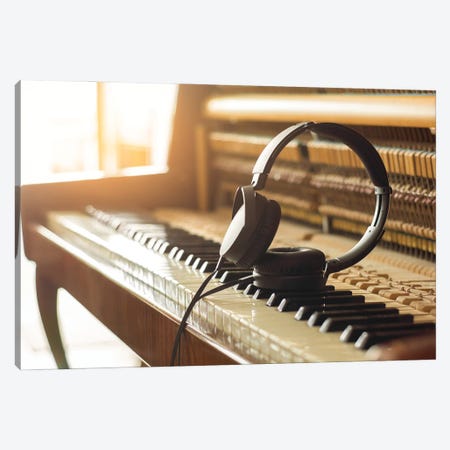 Headphones On The Piano Canvas Print #DPT770} by zoldatoff Canvas Art Print