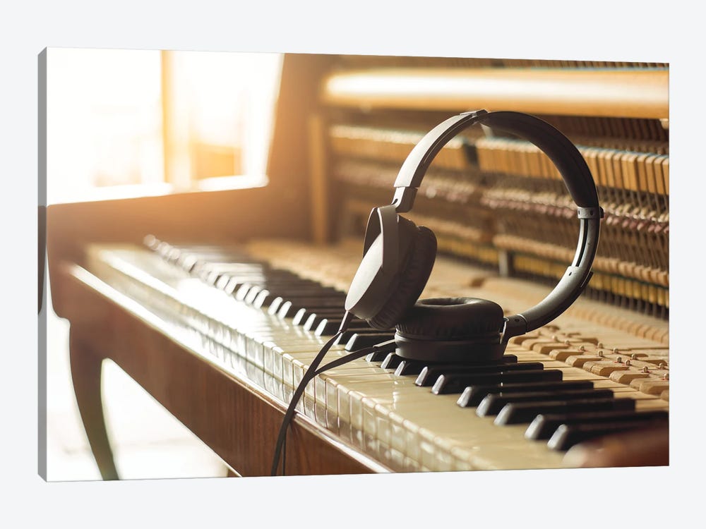 Headphones On The Piano by zoldatoff 1-piece Canvas Print
