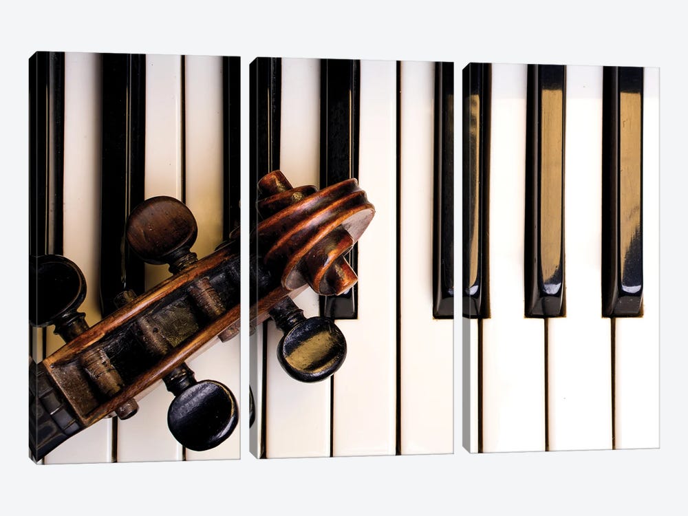 Old Violin On Piano Keys by zoldatoff 3-piece Art Print