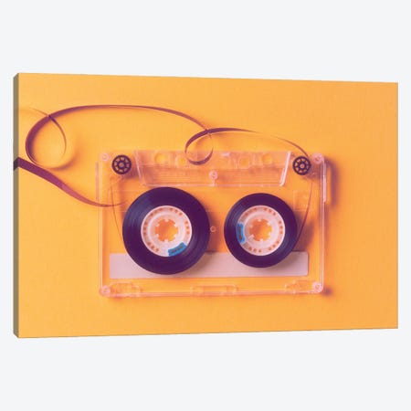 Reel Music Tapes On A Yellow Background Canvas Print #DPT773} by zoldatoff Canvas Print