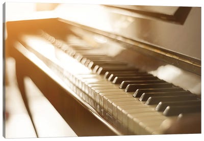Soft Focus. Lonely Piano On The Window Background Canvas Art Print - Music Collection
