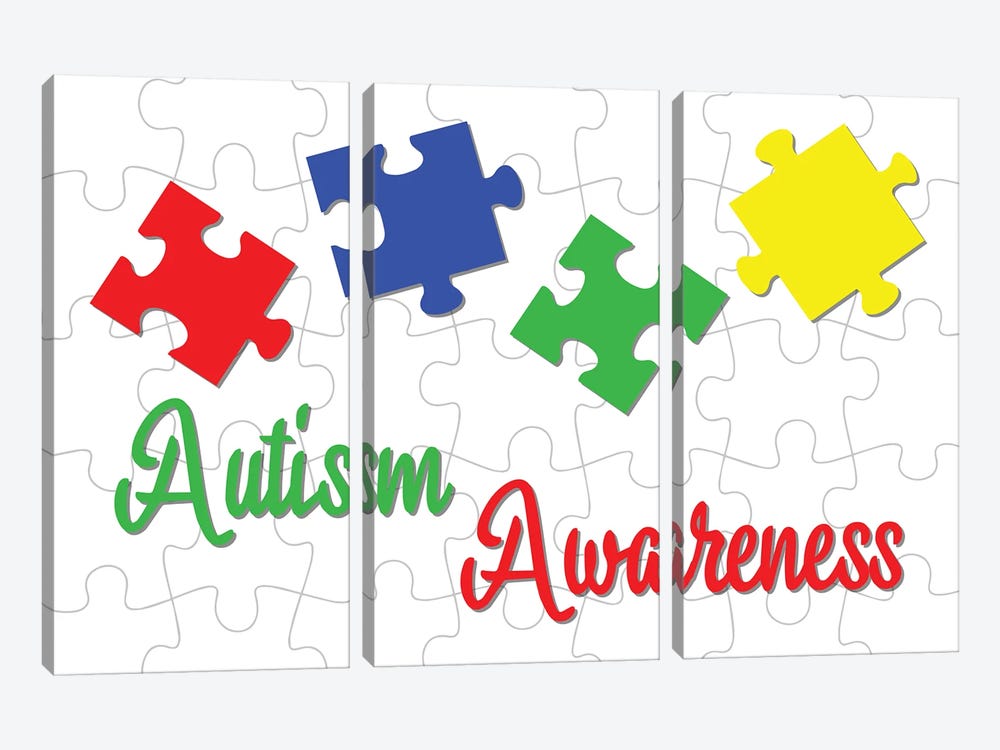 Autism Awareness by artskvortsova 3-piece Canvas Art Print
