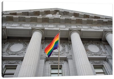 Pride Flag At City Hall Canvas Art Print