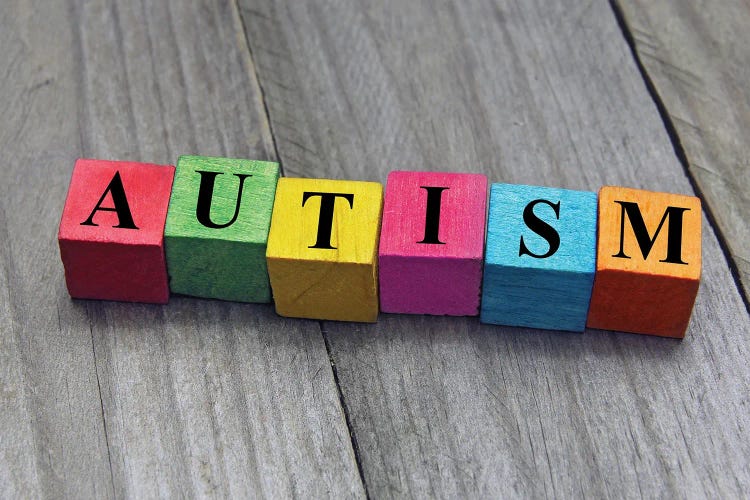 Autism Spelled With Wooden Alphabet Blocks by chrupka wall art