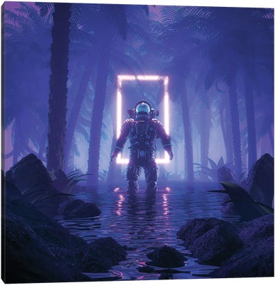 Psychedelic Jungle Astronaut Canvas Art Print