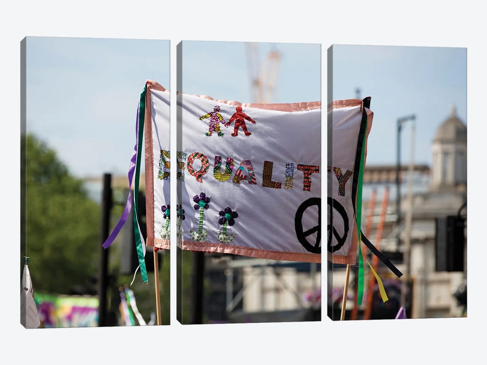 An Equality Banner At A Feminist Protest March by InkDropCreative 3-piece Canvas Art