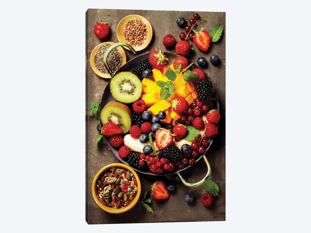 Fresh Fruits And Berries On A Plate by klenova 1-piece Canvas Art