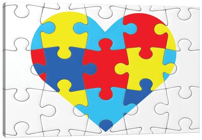 Autism Awareness Heart Puzzle Symbol Canvas Art Print
