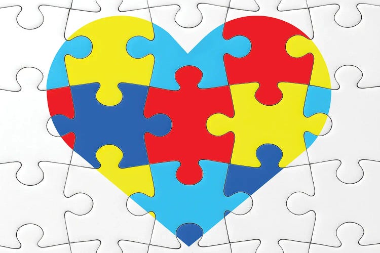 Autism Awareness Heart Puzzle Symbol