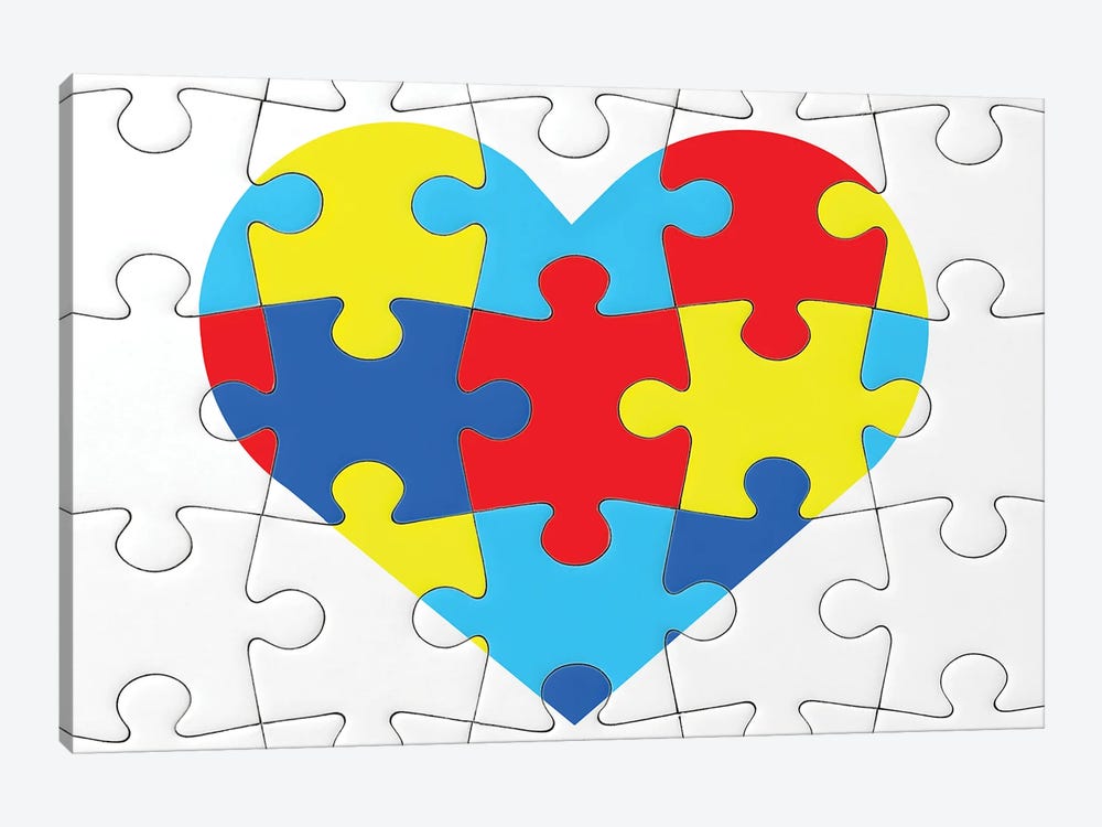 Autism Awareness Heart Puzzle Symbol by vetre 1-piece Canvas Print