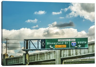 Disneyland Dr Exit Sign On Interstate 5 Canvas Art Print