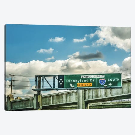 Disneyland Dr Exit Sign On Interstate 5 Canvas Print #DPT834} by AlKan32 Canvas Print