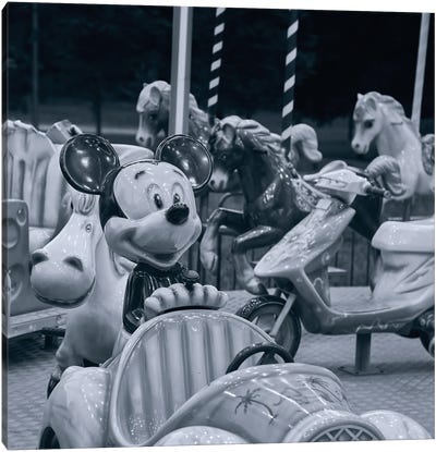 Mickey Mouse Carousel Canvas Art Print - Amusement Park Art