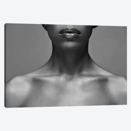 Black And White Photo Of African American Woman Isolated On Grey Canvas Print #DPT91} by IgorVetushko Canvas Print