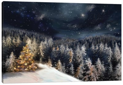 Christmas Landscape Canvas Art Print - Christmas Art