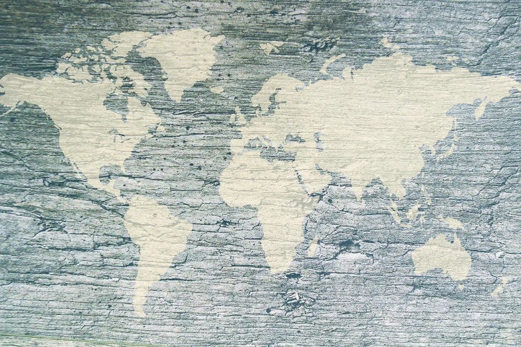 Vintage White World Map Flag