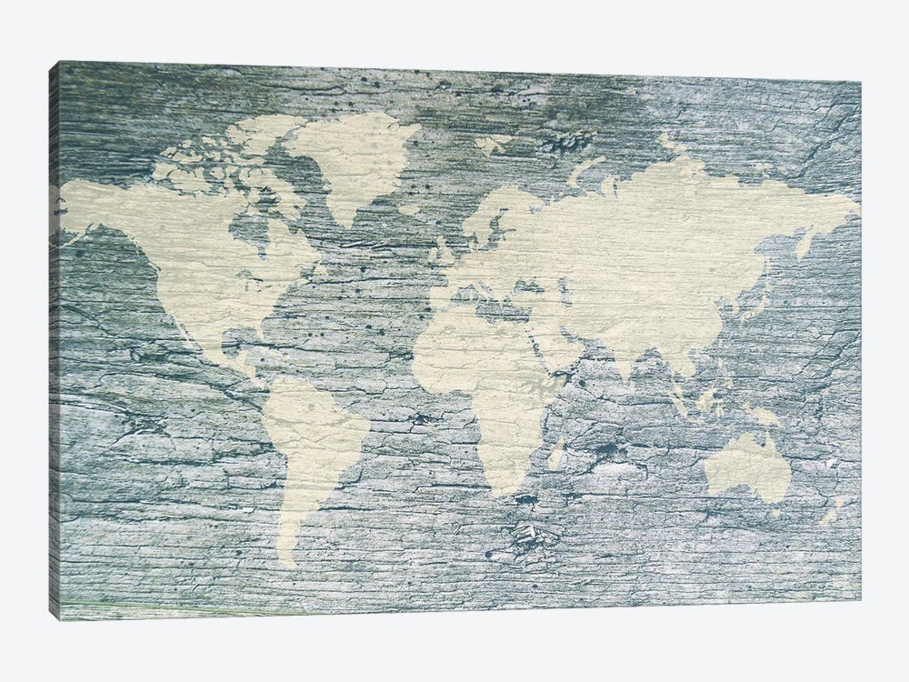 Vintage White World Map Flag by Anton Medvedev 1-piece Canvas Print