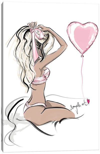 Pink Babe Underwear Canvas Art Print - Daniela Pavlikova