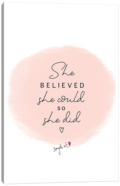 She Believed Text Canvas Art Print