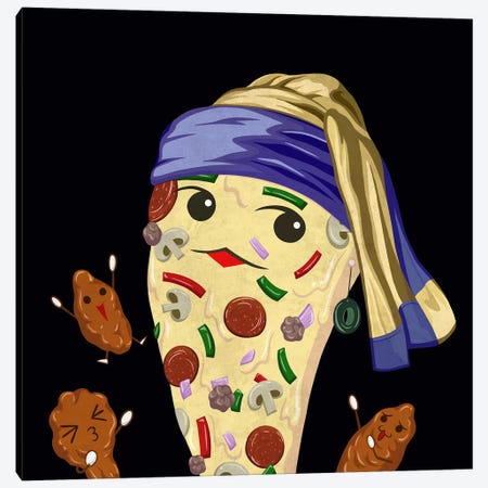 Pizza Girl with an Olive Earring Canvas Print #DPY1} by 5by5collective Canvas Art