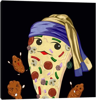 Pizza Girl with an Olive Earring Canvas Art Print - Delicious Parody