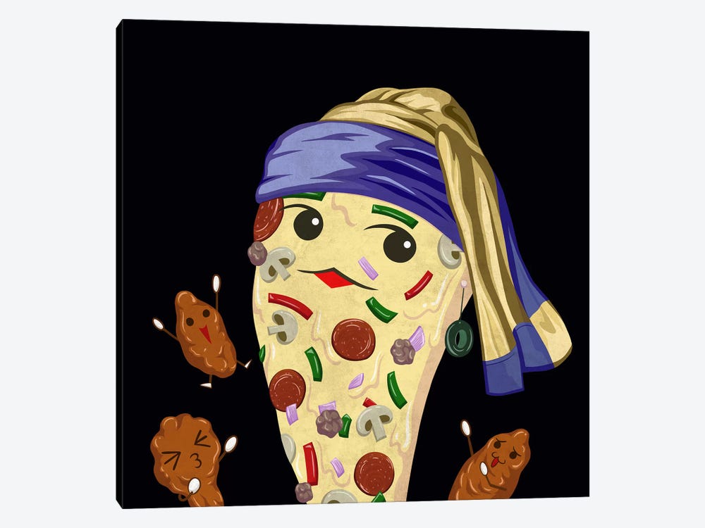Pizza Girl with an Olive Earring by 5by5collective 1-piece Canvas Wall Art