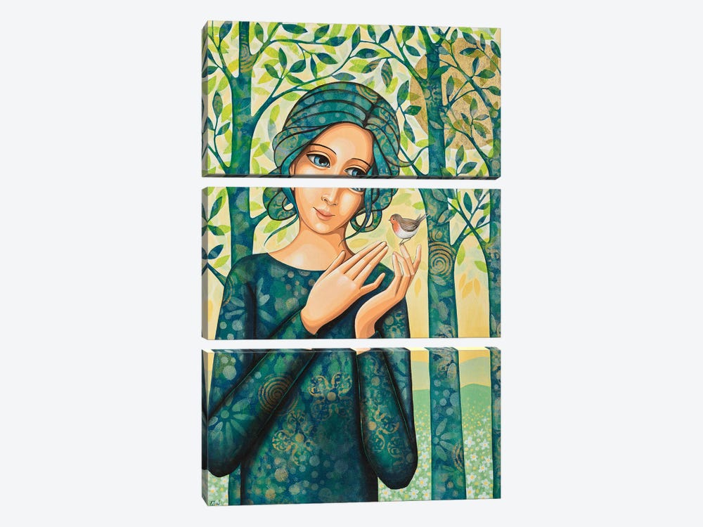 Spring, The Tale Of The Robin by Daniela Prezioso Einwaller 3-piece Canvas Art Print