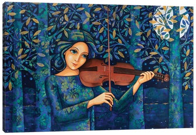 Night Violin Canvas Art Print - Violin Art