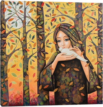Autumn Caress Canvas Art Print - Dove & Pigeon Art