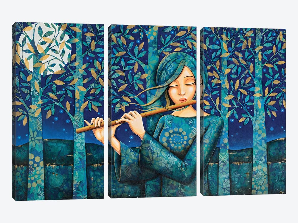 Night Flute by Daniela Prezioso Einwaller 3-piece Canvas Art Print