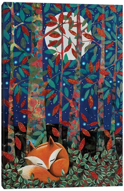 The Fox's Sleep Canvas Art Print - Folk Art