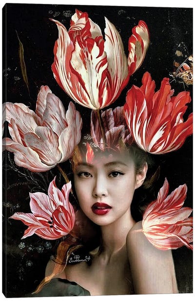 Tulips Show Girl Canvas Art Print - Dominique Baduel