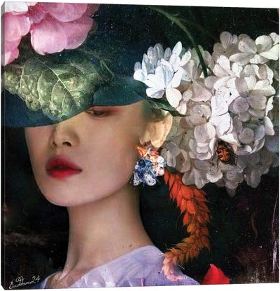 Lady With White Lilac Canvas Art Print - Dominique Baduel