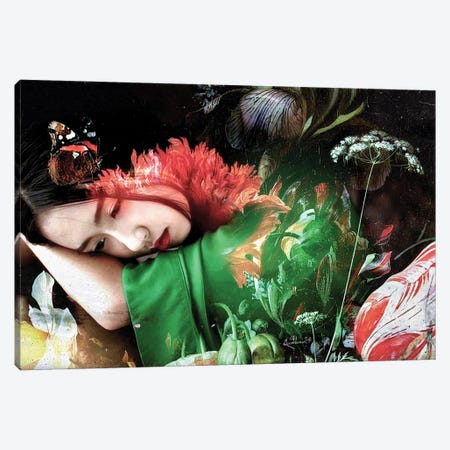 Reclining Lady In Green Kimono Canvas Print #DQB122} by Dominique Baduel Art Print